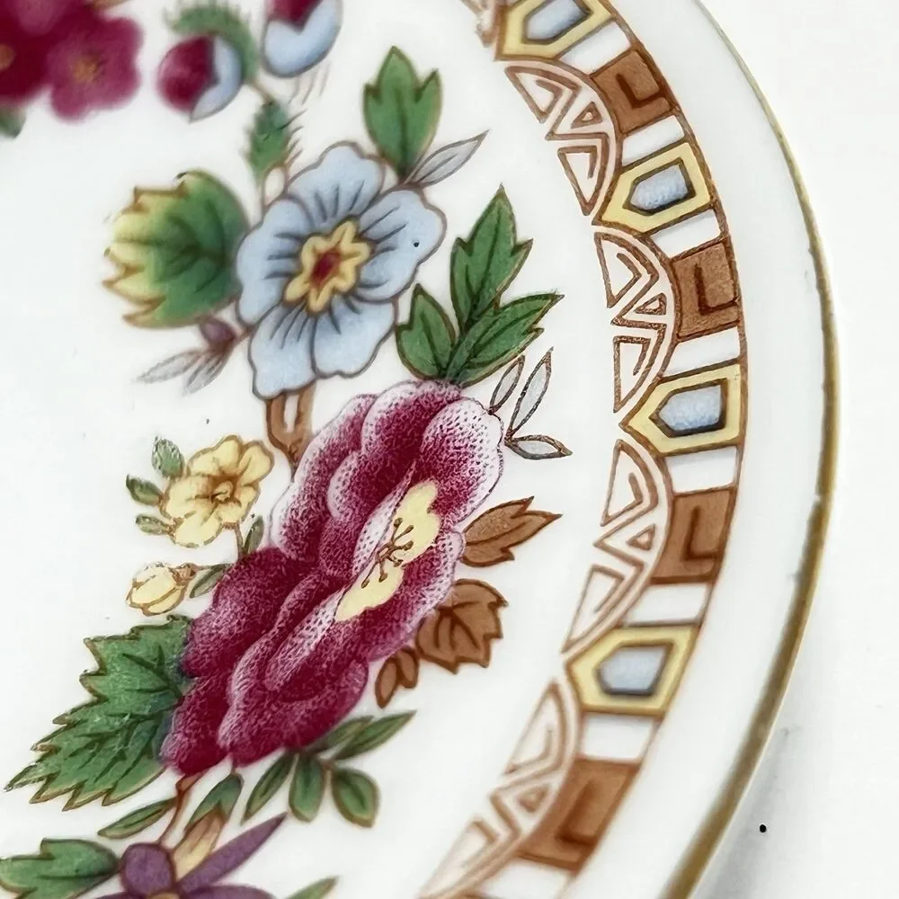 Mid Century Floral Chinese-Jingdezhen-Demitasse Saucer 4.5”
